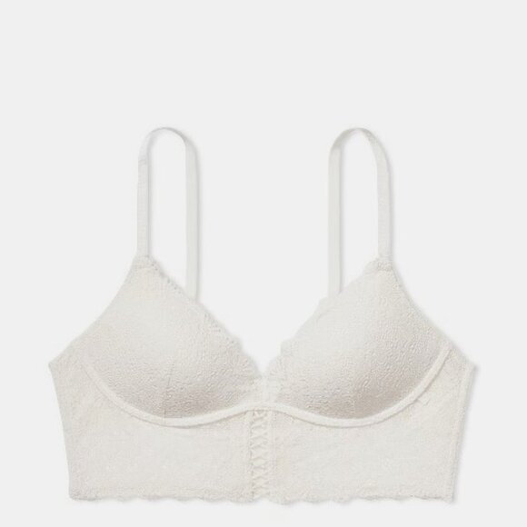 38D Victoria's Secret Push-Up Wireless Lace Bra Top Coconut White - Picture 3 of 8